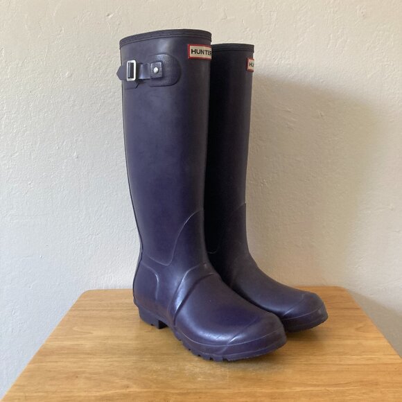 Hunter Shoes - HUNTER Original Tall Rain Boots Purple Wellies W23499 Outdoors Chores City US 8M